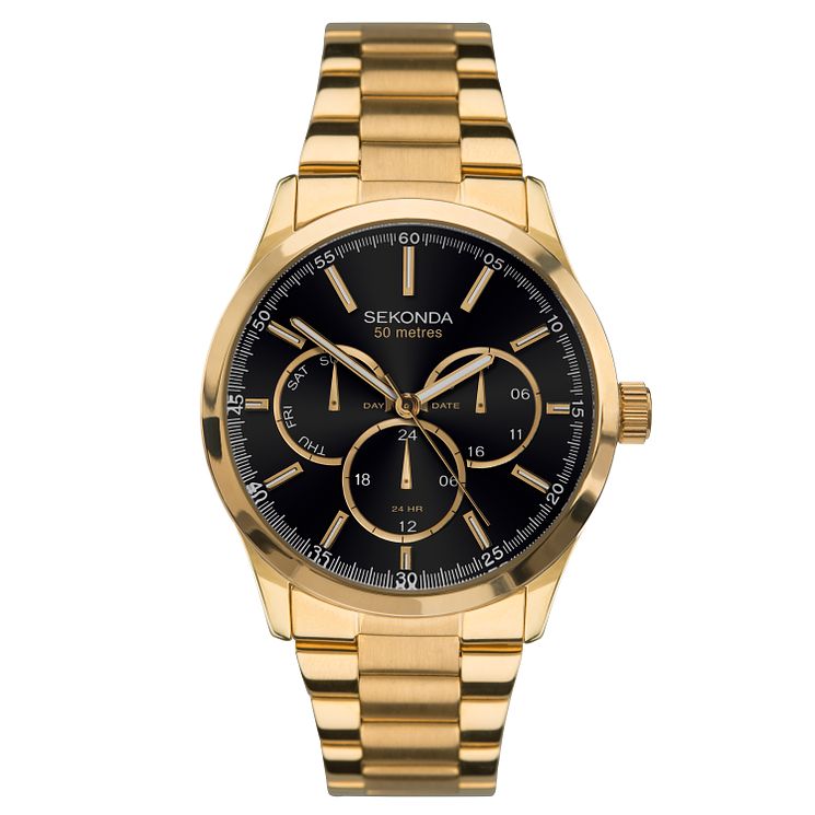 Sekonda Mens Multi-function Gold Plated Bracelet Watch