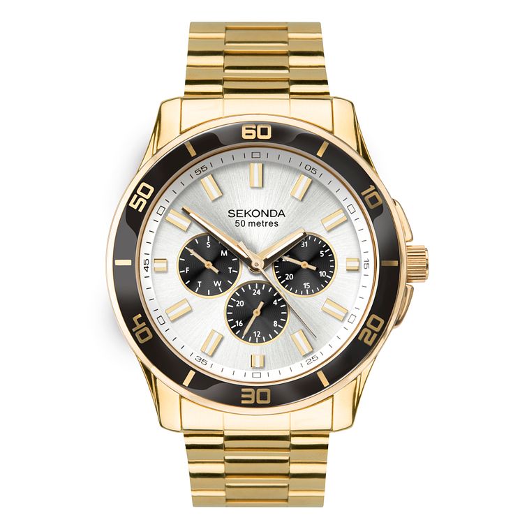 Sekonda Mens Multifunction Gold Tone Bracelet Watch