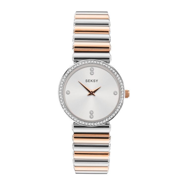 Seksy Crystal Stainless Steel Bracelet Watch