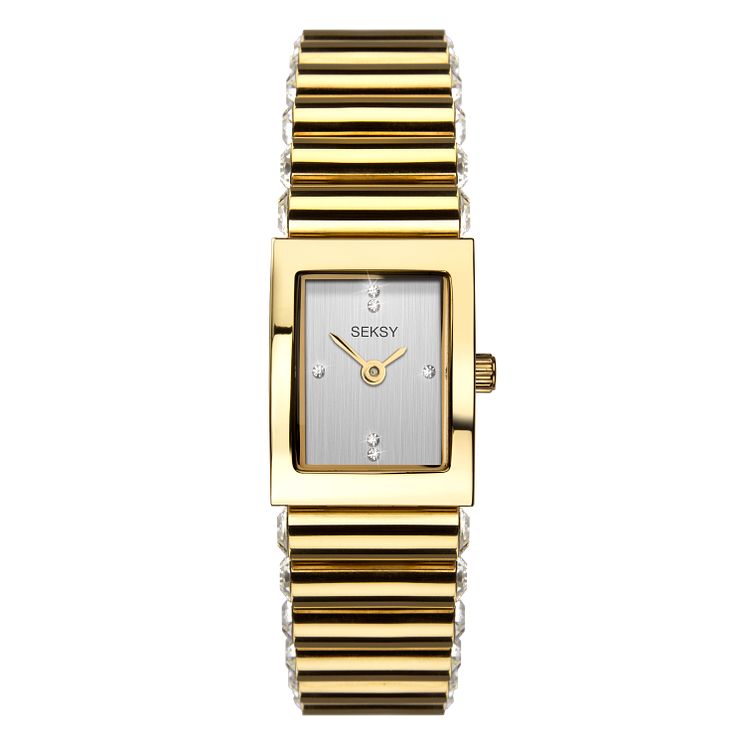 Seksy Edge Crystal Ladies Gold Plated Bracelet Watch