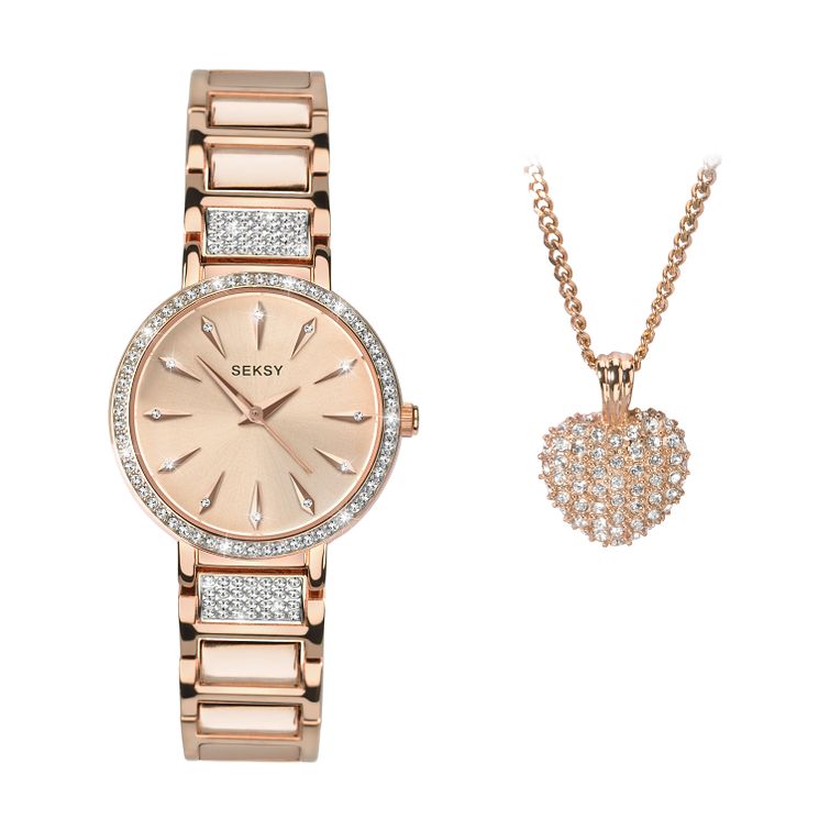 Seksy Ladies 2-piece Crystal Rose Gold Plated Set