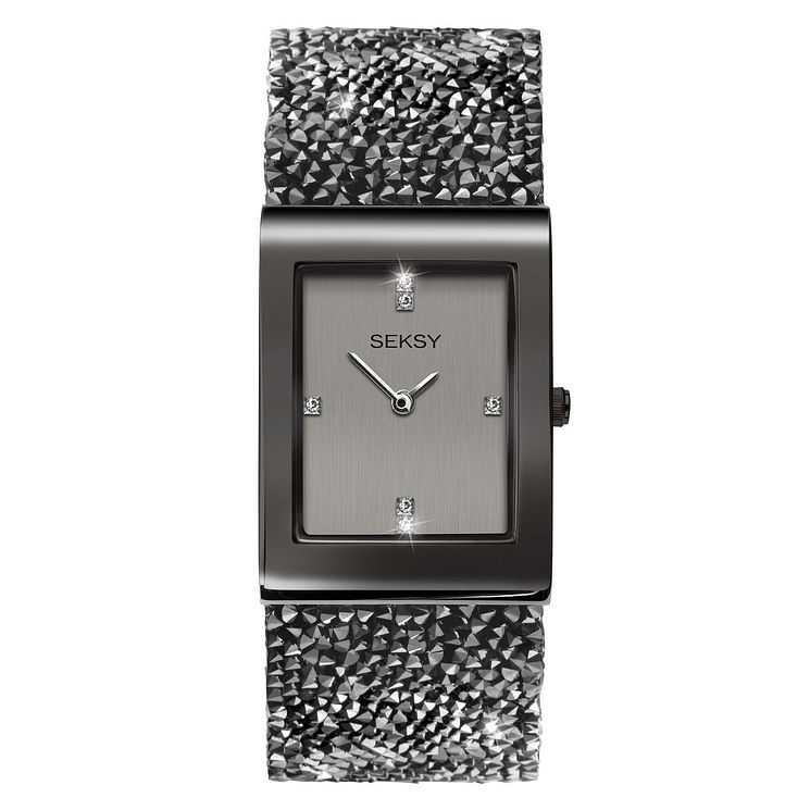 Seksy Rocks Ladies Gun Metal Plated Bracelet Watch