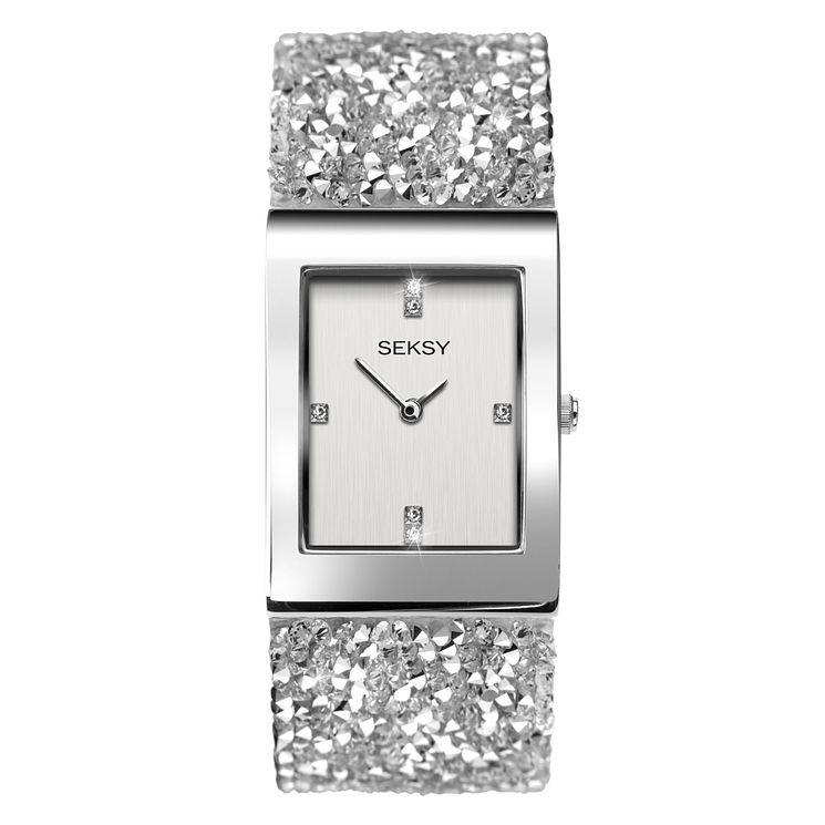 Seksy Rocks Ladies Rhodium Plated Bracelet Watch