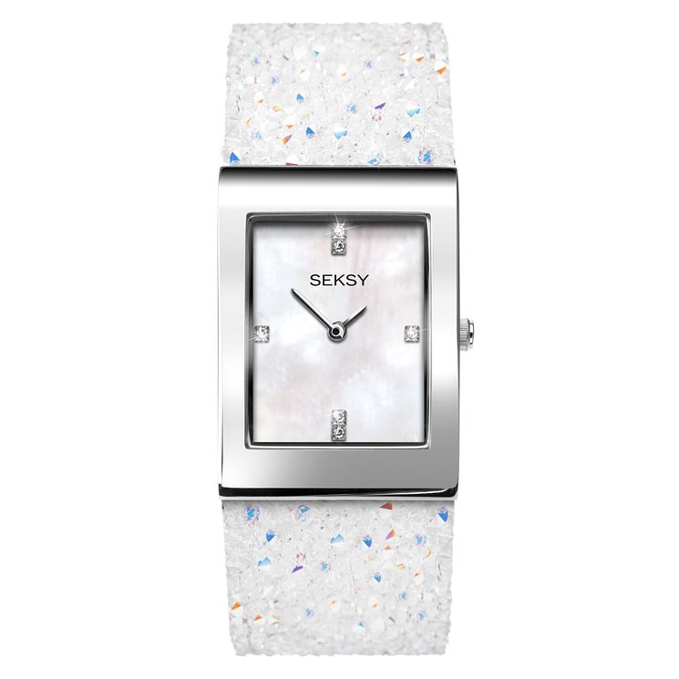 Seksy Rocks Ladies White Strap Bracelet Watch