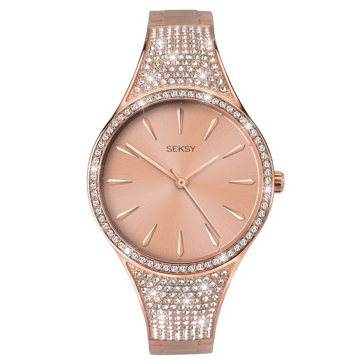 Seksy Rose Gold Tone Bracelet Watch