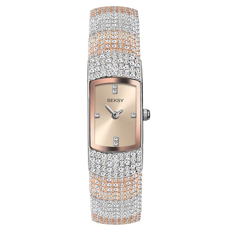 Seksy Two-tone Rose Gold Plated Bracelet Watch