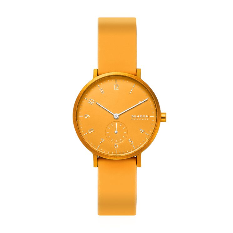 Skagen Aaren Kulr Unisex Yellow Silicone Strap Watch