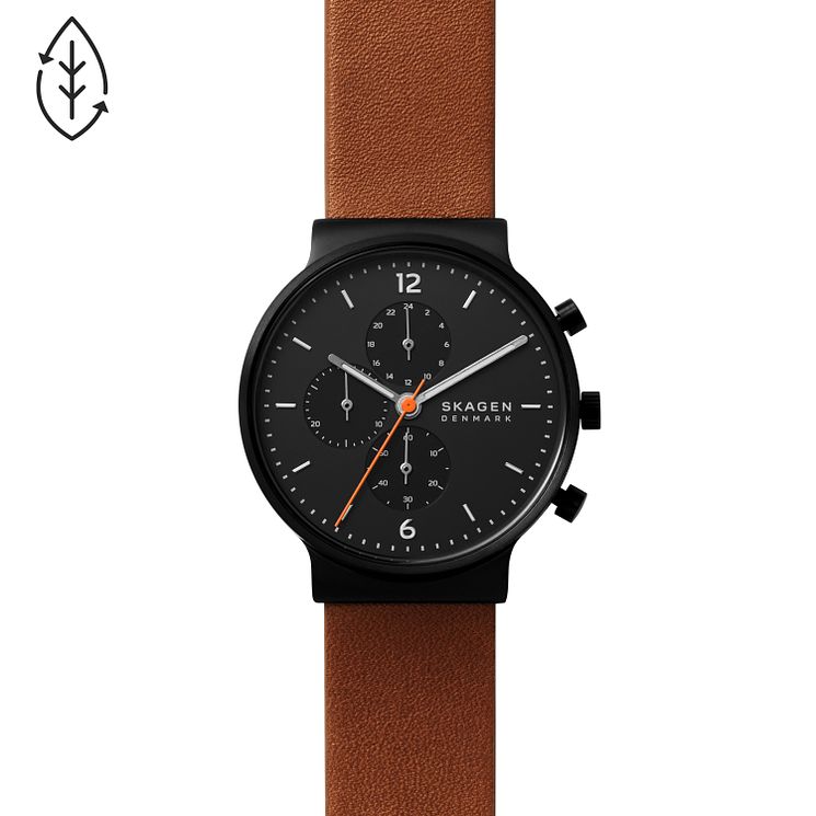 Skagen Ancher Chronograph Brown Eco Leather Strap Watch