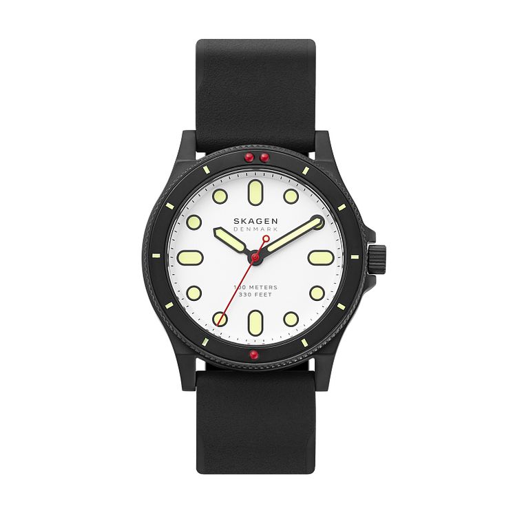 Skagen Fisk Mens Black Silicone Strap Watch