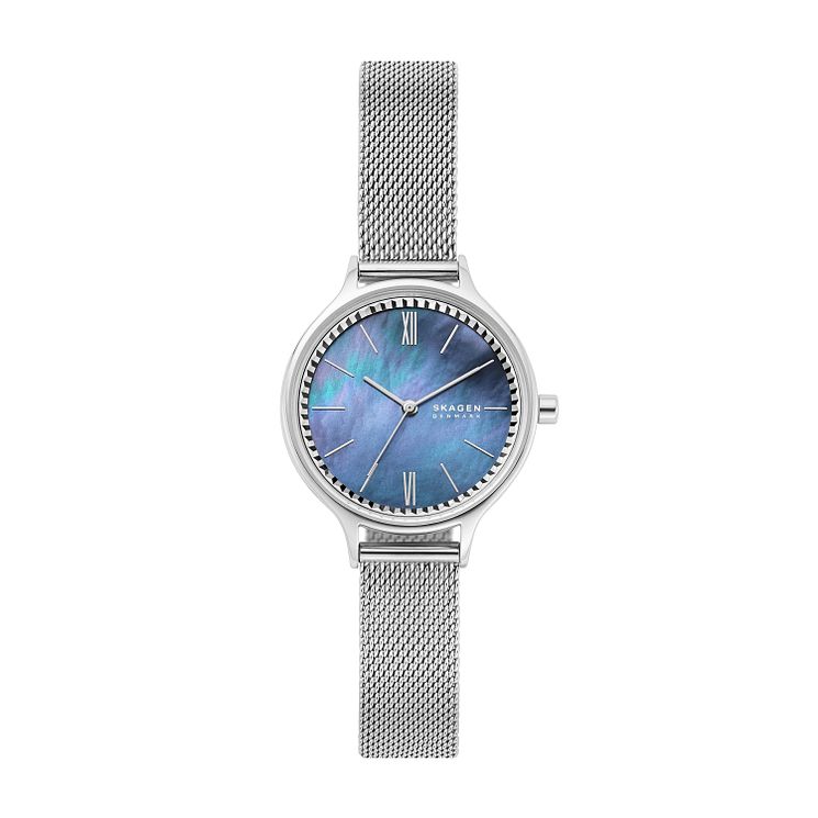 Skagen Ladies Blue Mother Of Pearl Dial Mesh Bracelet Watch