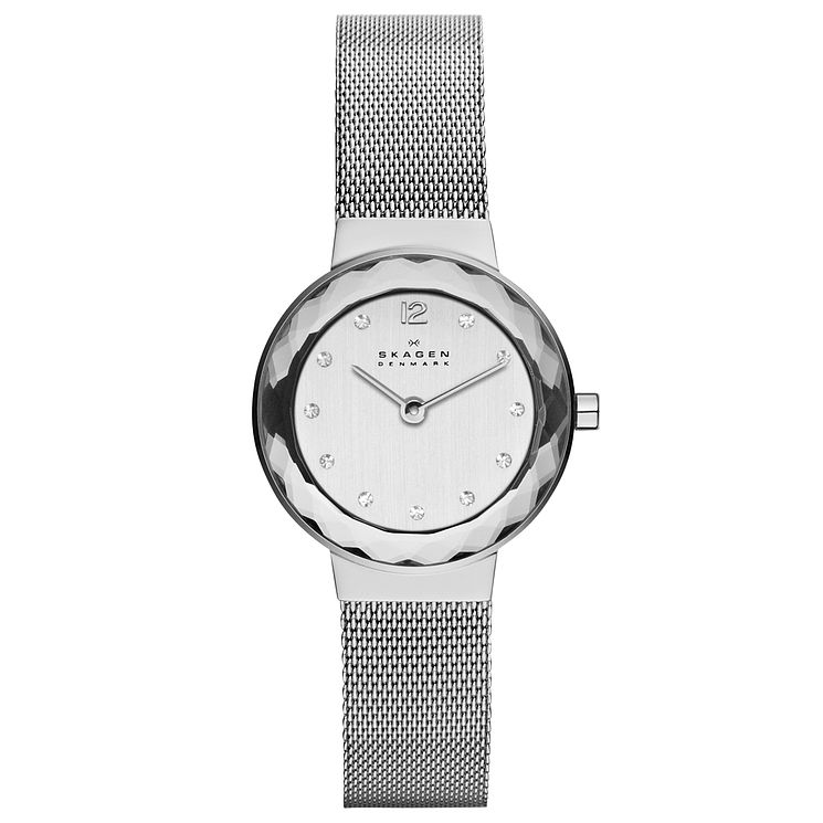 Skagen Ladies Silver Dial Mesh Bracelet Watch