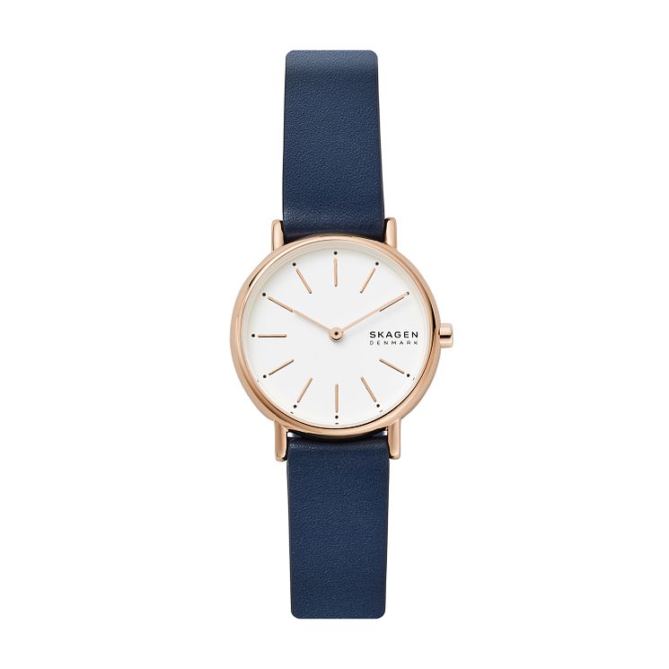 Skagen Ladies White Dial Blue Leather Strap Watch