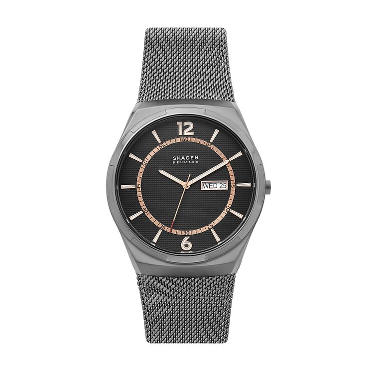 Skagen Melbye Mens Grey Stainless Steel Mesh Bracelet Watch