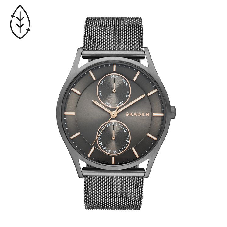 Skagen Mens Gunmetal Ion-plated Mesh Bracelet Watch