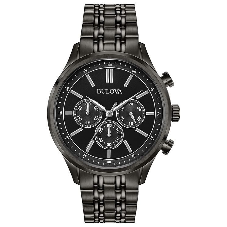 Bulova Chronograph Mens Black Pvd Plated Bracelet Watch