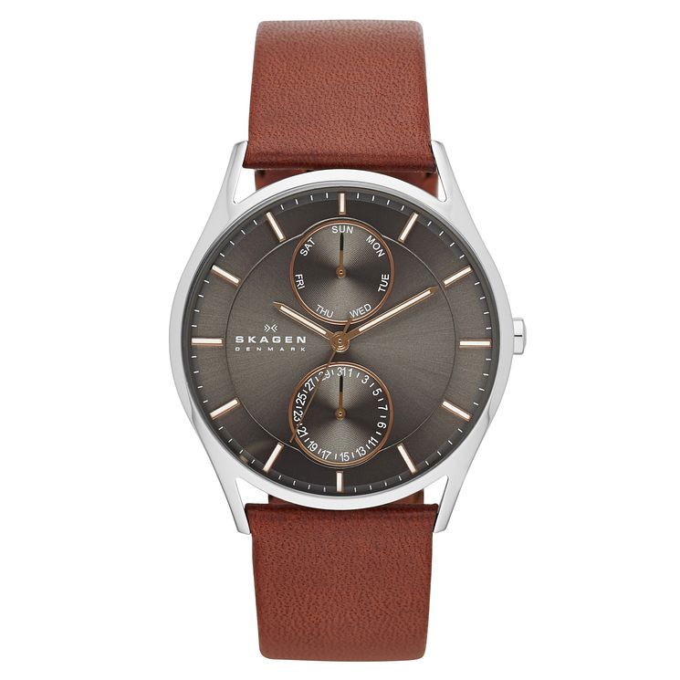 Skagen Mens Holst Brown Leather Strap Watch