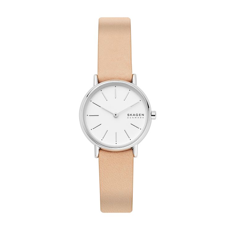 Skagen Signatur Ladies Pink Leather Strap Watch