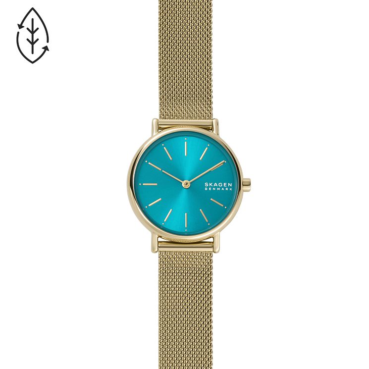 Skagen Signatur Ladies Yellow Gold Tone Mesh Bracelet Watch