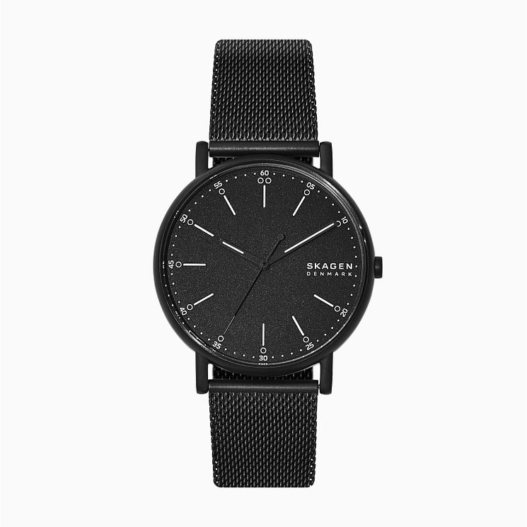 Skagen Signatur Mens Black Steel Mesh Bracelet Watch