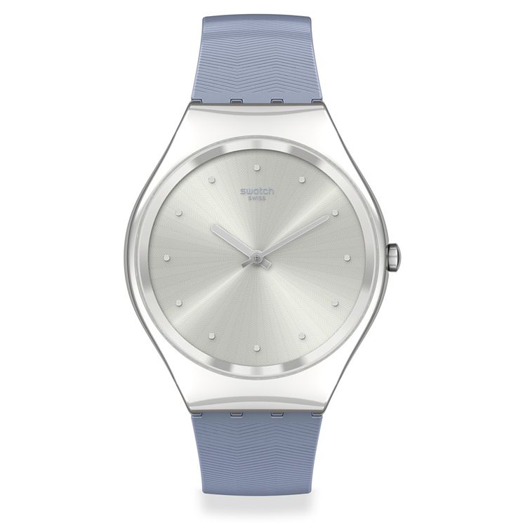 Swatch Blue Moire Unisex Blue Silicone Strap Watch