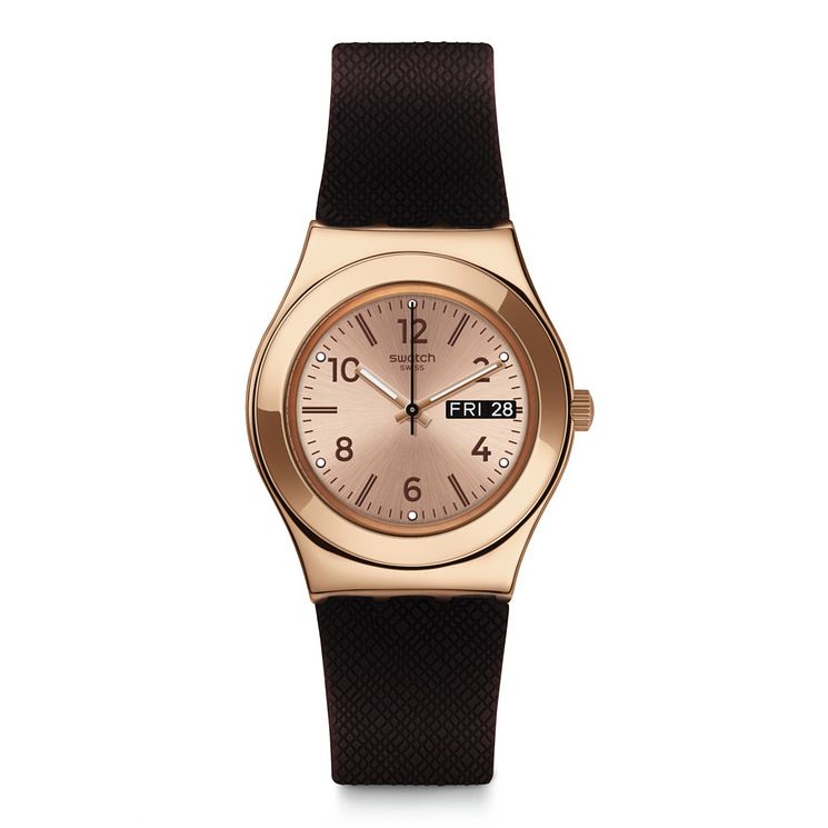 Swatch Brownee Brown Silicone Strap Watch