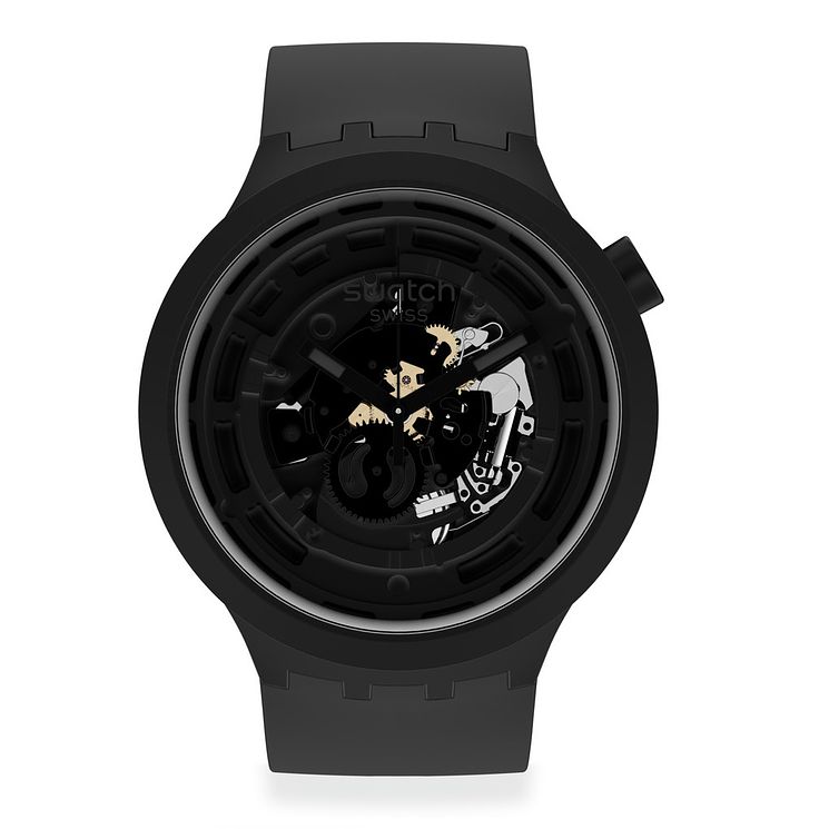 Swatch C-black Bioceramic Black Strap Watch