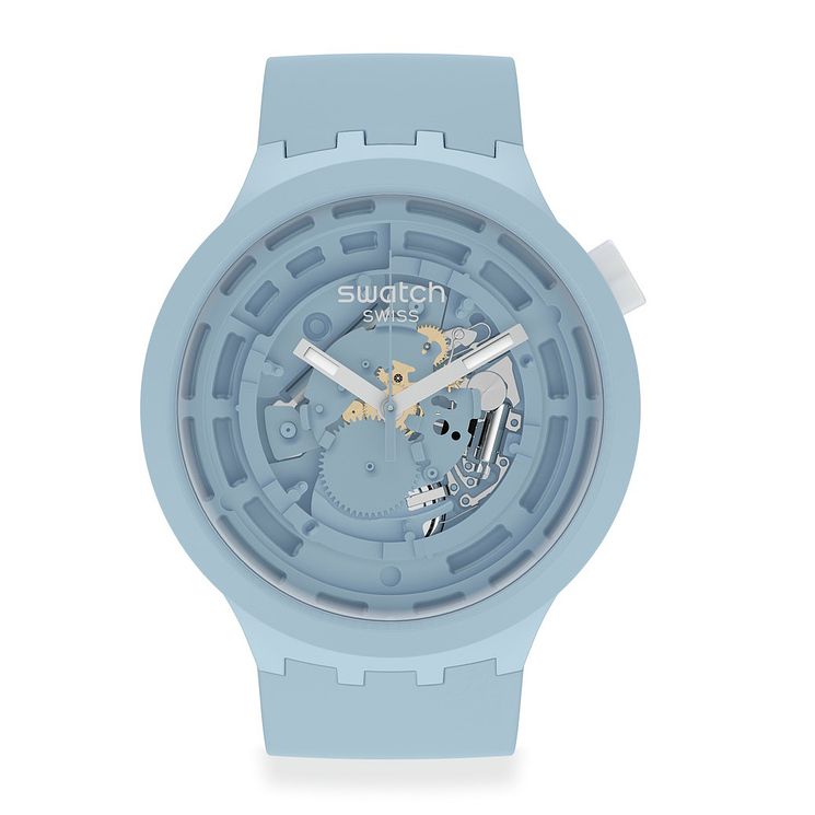 Swatch C-blue Bioceramic Blue Strap Watch