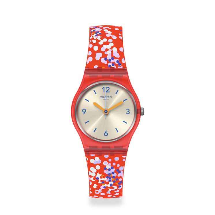 Swatch Confettini Rossi Unisex Red Silicone Strap Watch