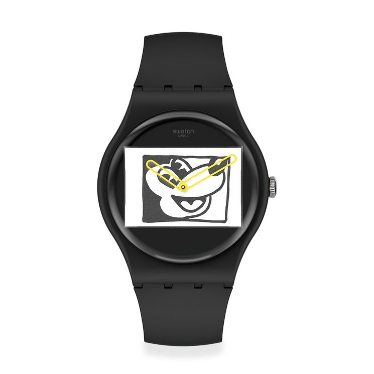 Swatch Disney Mickey Blanc Sur Noir Silicone Strap Watch