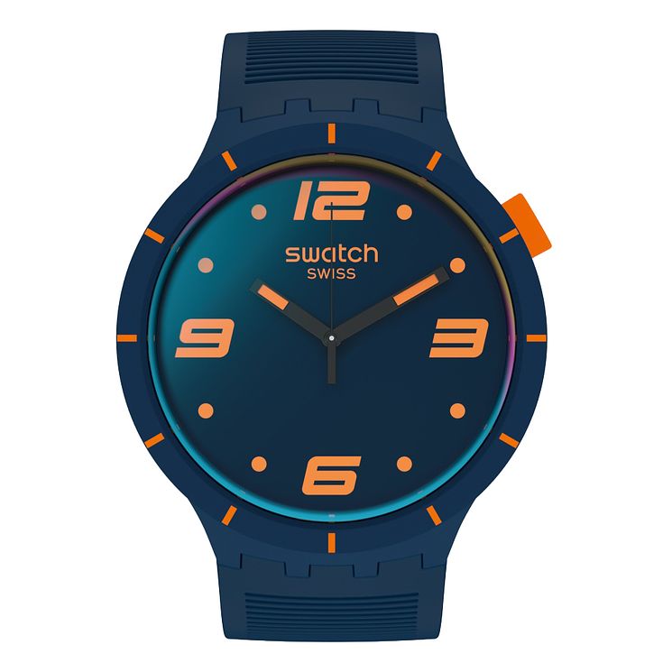 Swatch Futuristic Blue Silicone Strap Watch