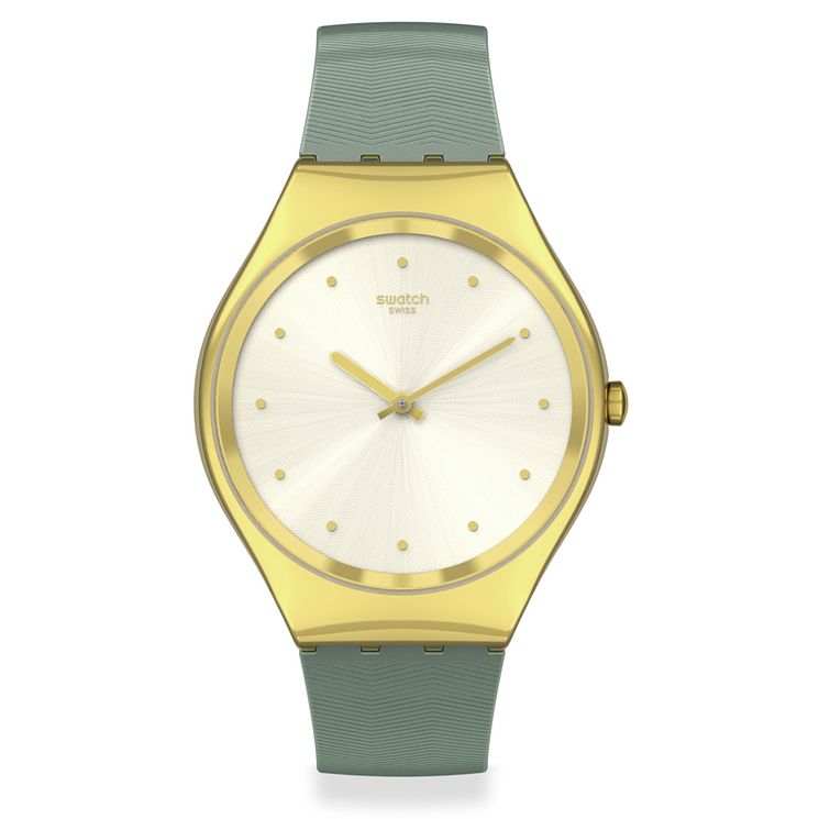 Swatch Green Moire Unisex Green Silicone Strap Watch