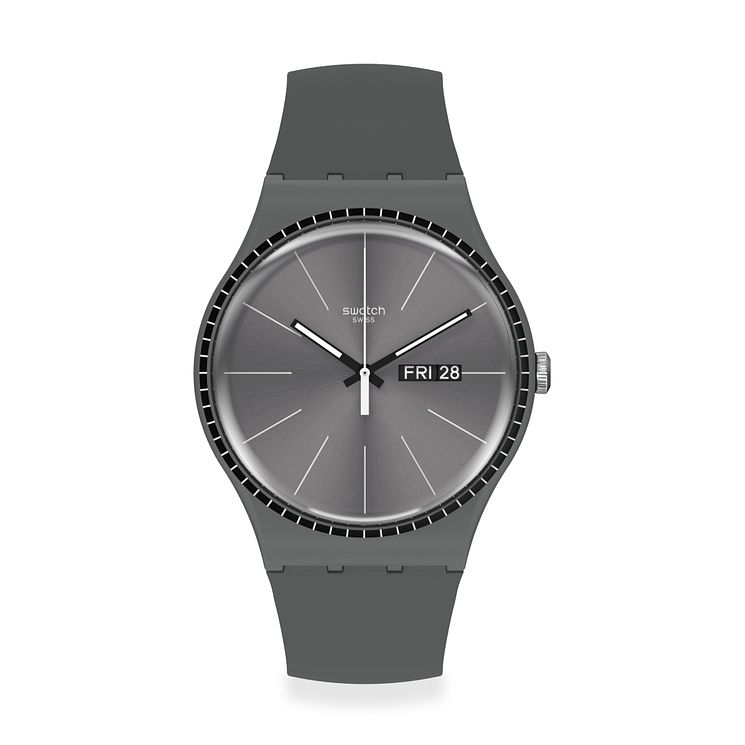 Swatch Grey Rails Unisex Grey Silicone Strap Watch