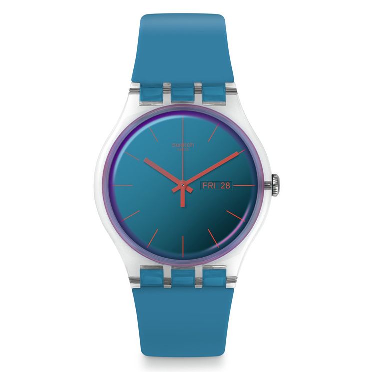 Swatch Polablue Blue Silicone Strap Watch