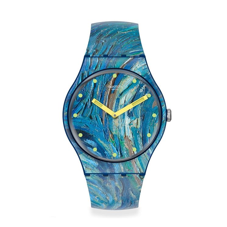 Swatch Starry Night By Vincent Van Gogh Silicone Strap Watch