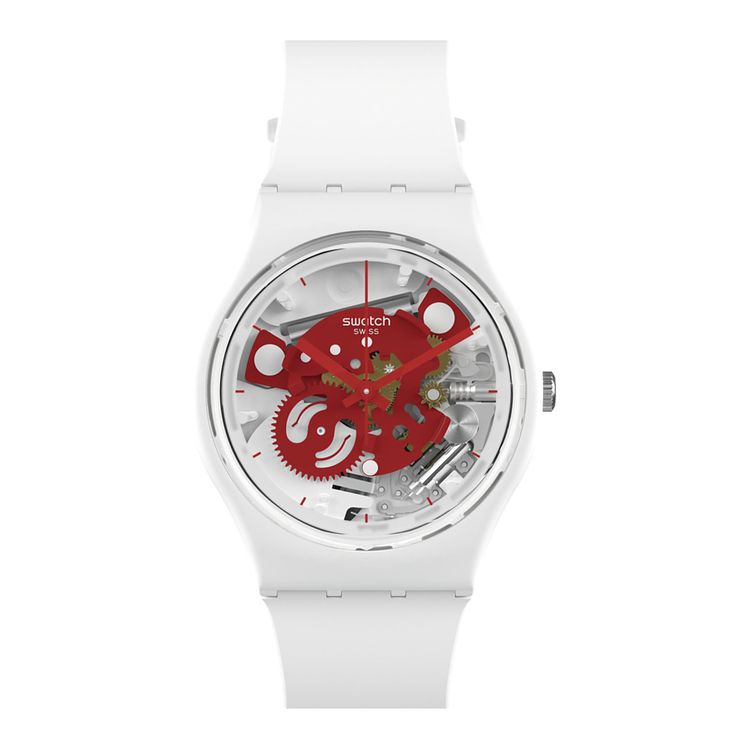Swatch Time To Red Small Biosourced Material Strap Watch