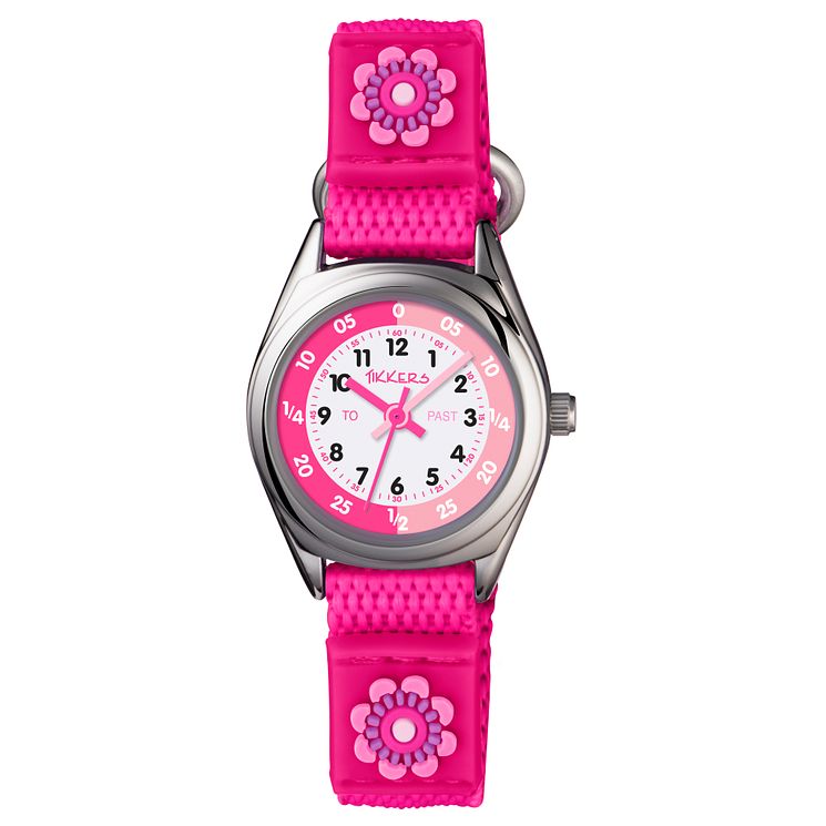 Tikkers Childrens Pink Velcro Strap Watch