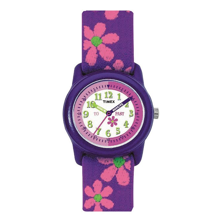 Timex Kids Teacher Girls Flower Fabric Strap Watch