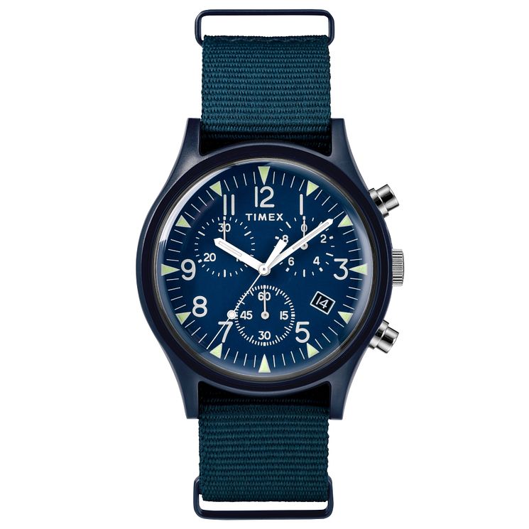 Timex Mk1 Chronograph Mens Blue Fabric Watch