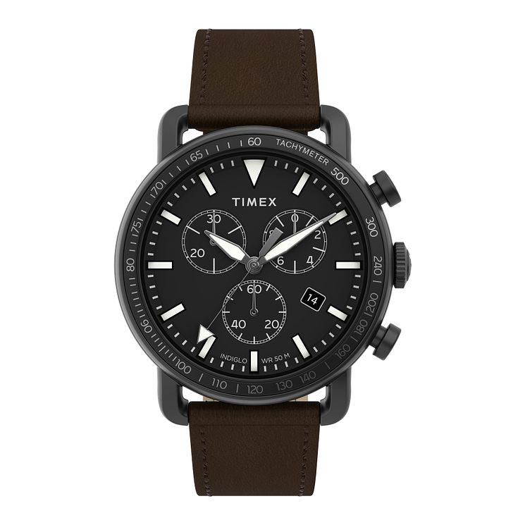 Timex Port Mens Brown Leather Strap Watch