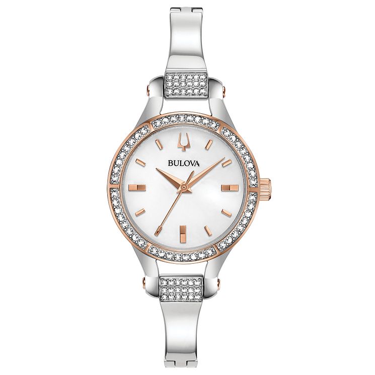 Bulova Crystal Ladies Stainless Steel Bracelet Watch