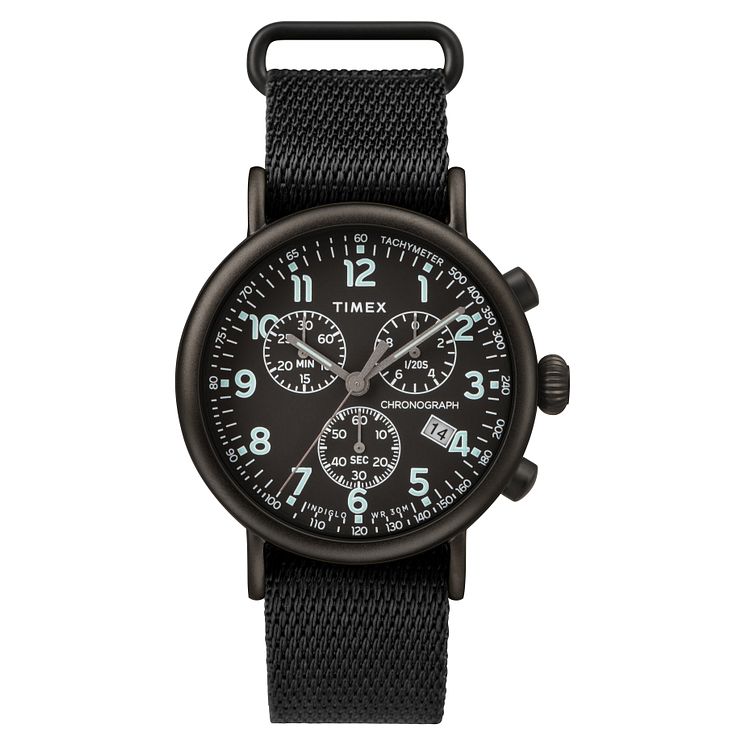 Timex Standard Chronograph Mens Black Fabric Strap Watch