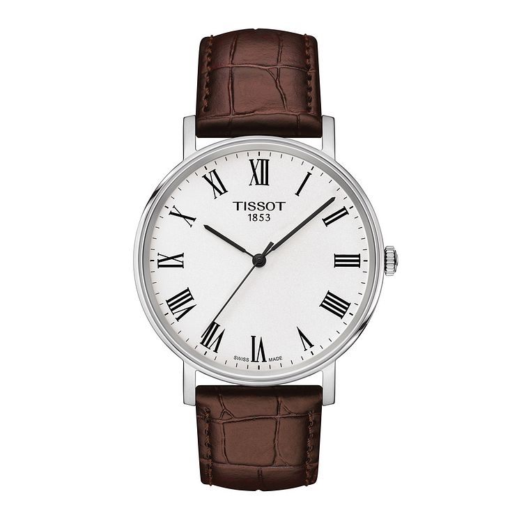 Tissot Everytime Mens Brown Leather Strap Watch