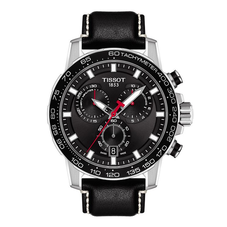 Tissot Supersport Chrono Mens Black Leather Strap Watch