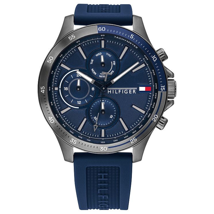 Tommy Hilfiger Bank Mens Blue Silicone Strap Watch