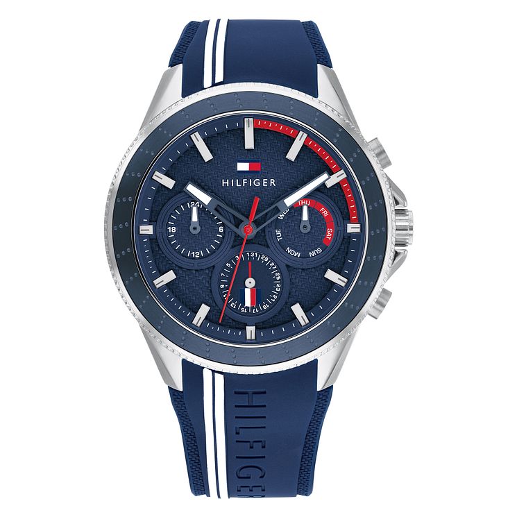 Tommy Hilfiger Chronograph Mens Blue Silicone Strap Watch