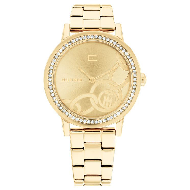 Tommy Hilfiger Crystal Ladies Gold Tone Ip Bracelet Watch