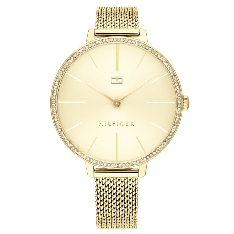 Tommy Hilfiger Ladies Gold Ip Mesh Bracelet Watch