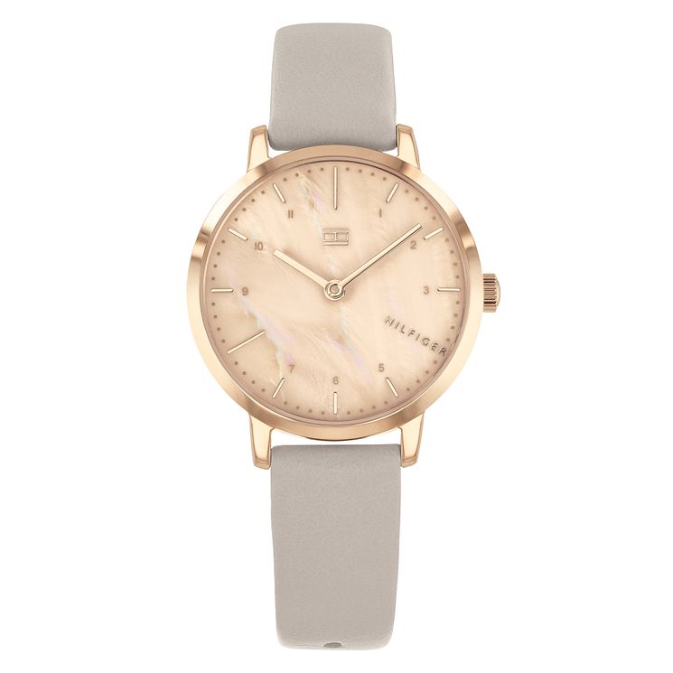 Tommy Hilfiger Ladies Grey Leather Strap Watch