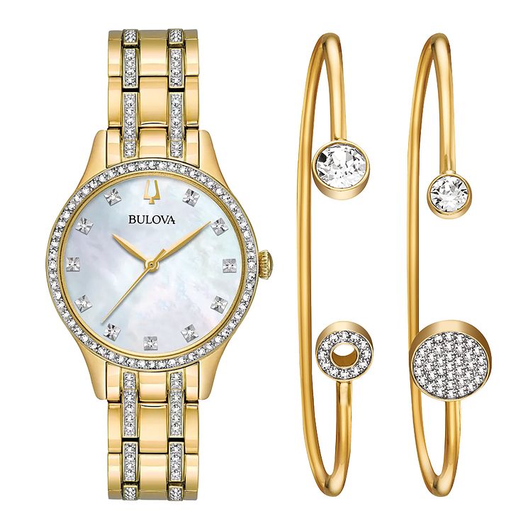 Bulova Ladies Crystal WatchandBangles Set