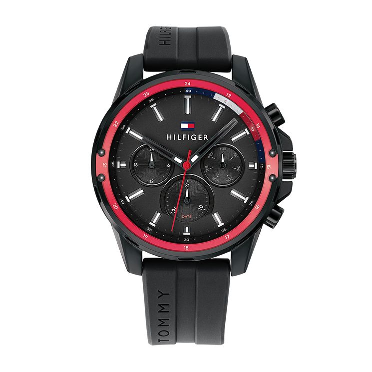 Tommy Hilfiger Mens Black Silicone Strap Watch